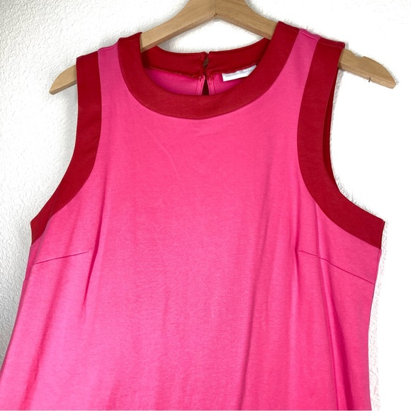 New York & Company Pink Red Dress Medium Sleeves Less Pull Over Cotton - Picture 8 of 15